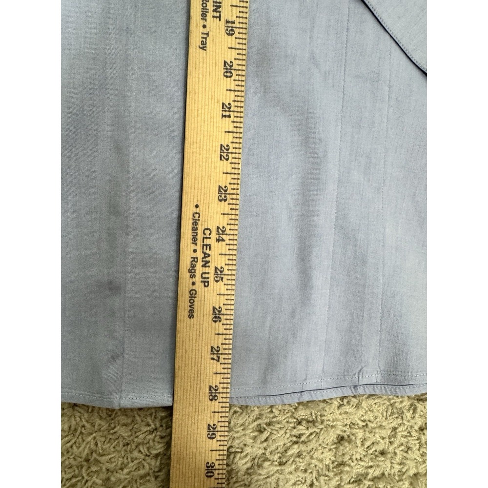 Foxcroft Non Iron Fitted Long Sleeve Button Up Blouse Top Shirt Size 16 Blue - Picture 7 of 9